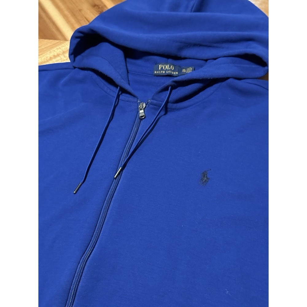 Polo Ralph Lauren Mens Royal Blue Full Zip Hoodie Pony Logo Size XXL Drawstring